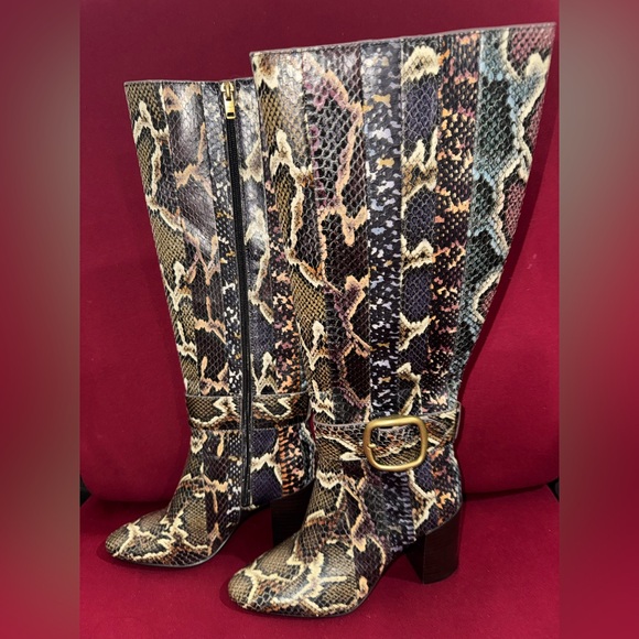 Coach Shoes - Coach Evelyn Multicolor Genuine Snakeskin Heeled Boots